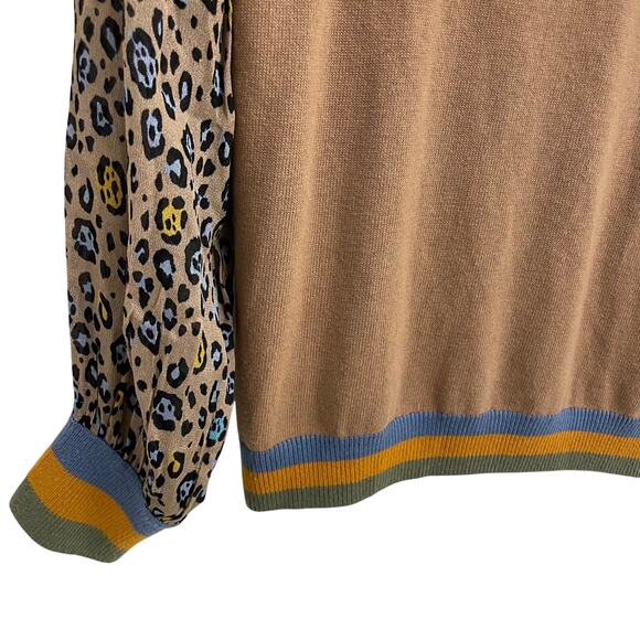 Anthropologie Conditions Apply Celina Knit Animal Print Sleeve Top Womens XS - Picture 3 of 7